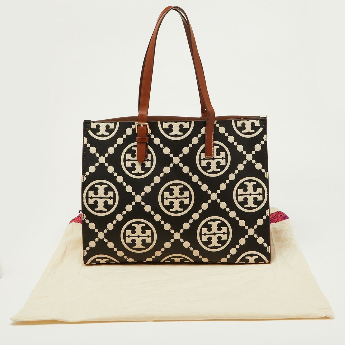 TORY BURCH MONOGRAM CONTRAST EMBOSSED TOP-HANDLE TOTE