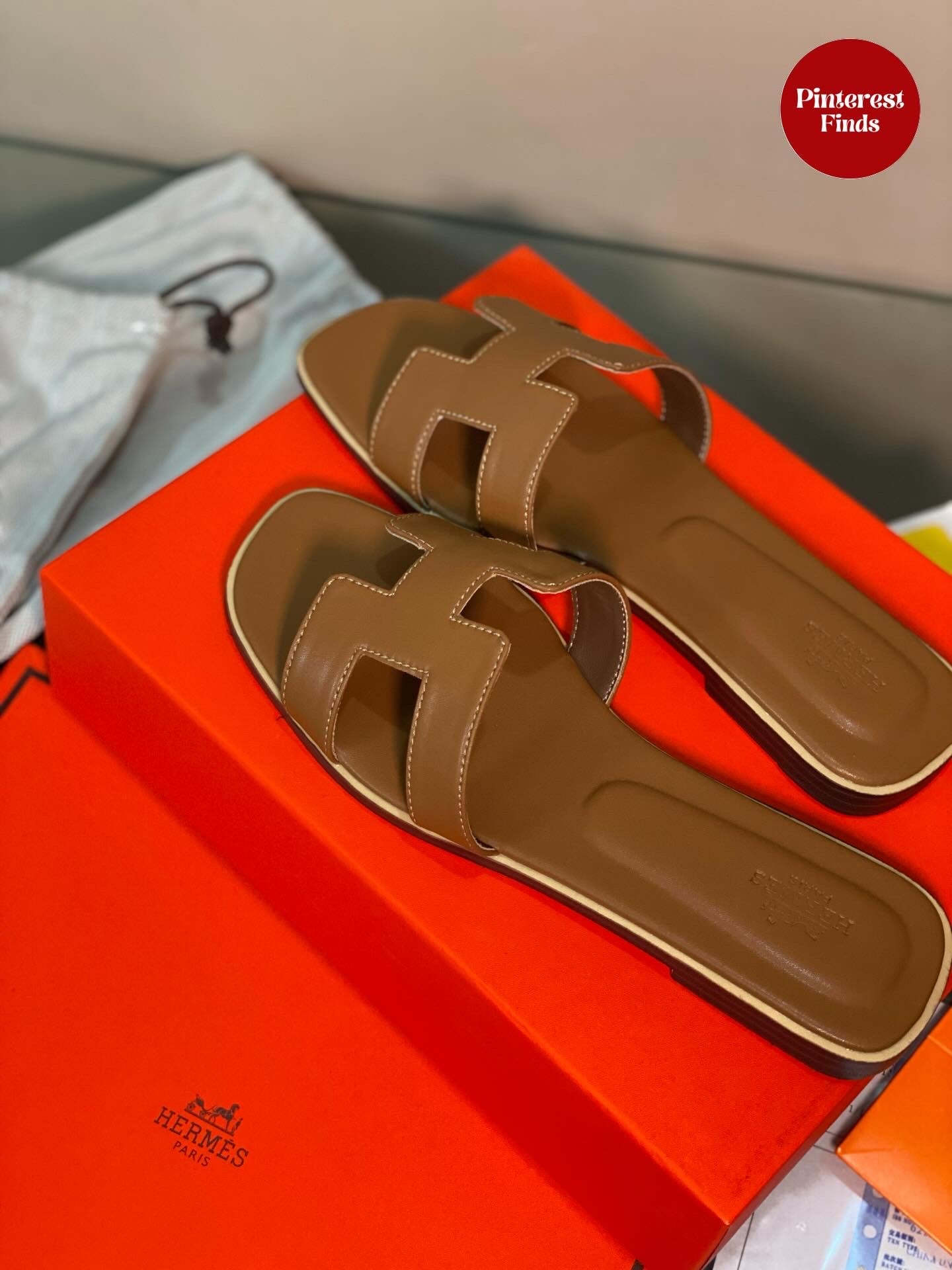 Hermes H Slides Premium High Quality - Brown