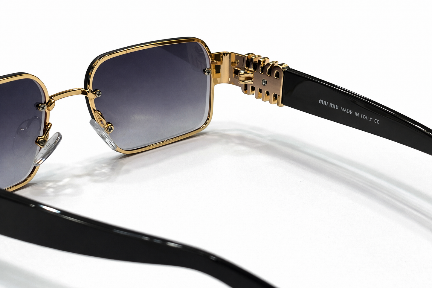 MIU MIU Square Gold Metal Sunglasses