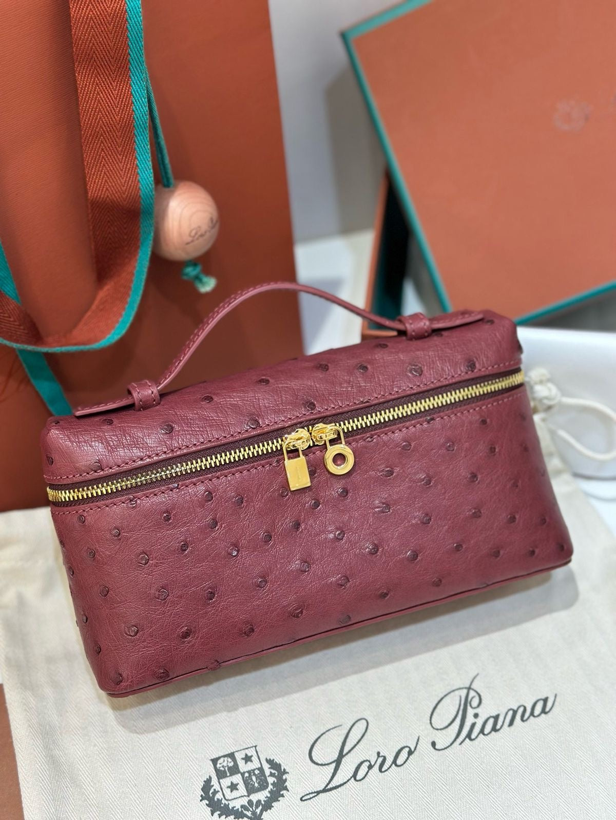 Loro Piana Extra Pocket L19 Ostrich Leather Bag