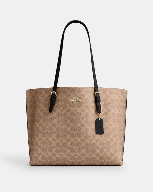 Coach Mollie Tote Bag In Signature Canvas (Tan/Black)