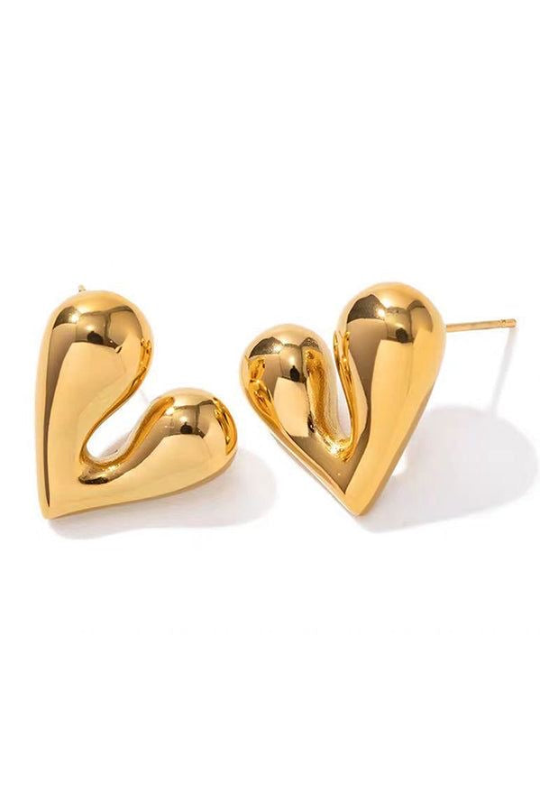 Hollow Heart Stud Earring | Stainless Steel | 18K Gold Plated