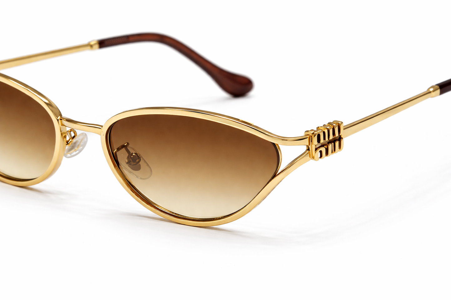 MIU MIU Gold Cat-Eye Metal Sunglasses