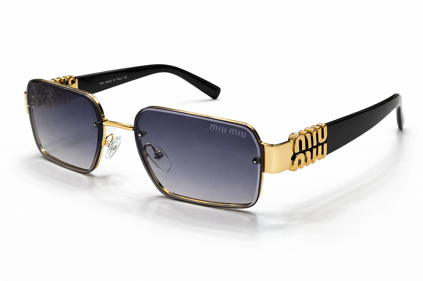 MIU MIU Square Gold Metal Sunglasses