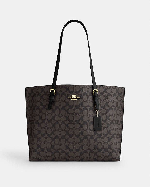 Coach Mollie Tote Bag In Signature Canvas (Walnut/Black)