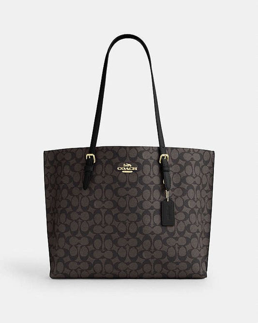 Coach Mollie Tote Bag In Signature Canvas (Walnut/Black)