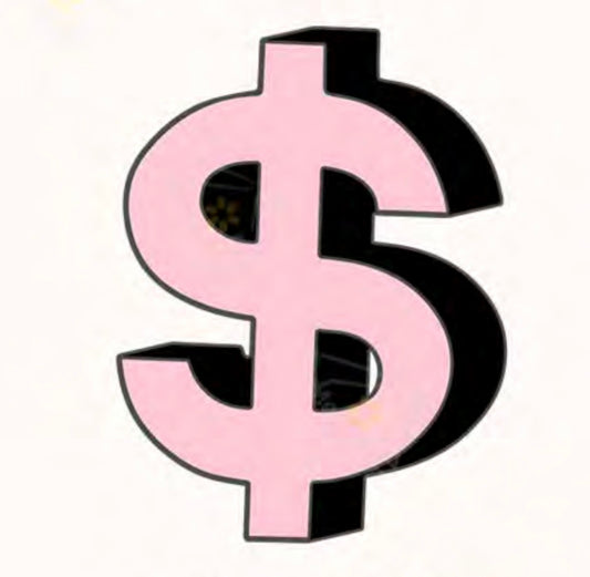 Pink Dollar Symbol Metal Phone Sticker