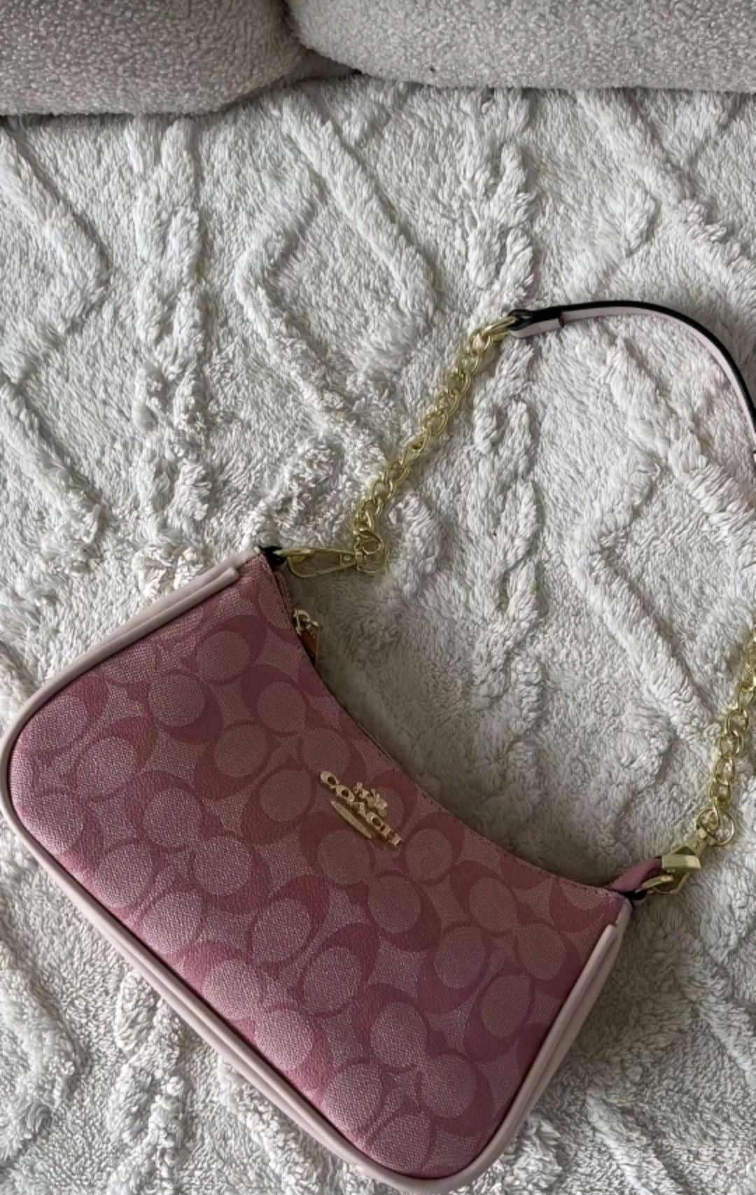 Coach Teri Shoulder Bag Dupe – Signature Canvas (Pink) | Luxury-Inspired Design