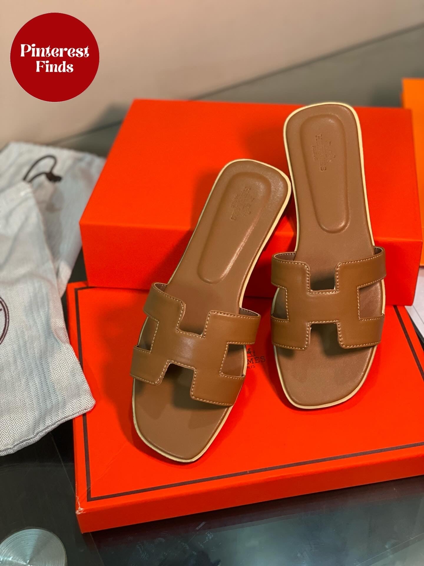 Hermes H Slides Premium High Quality - Brown