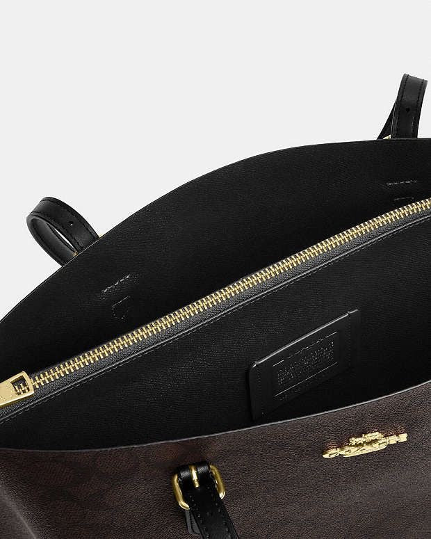 Coach Mollie Tote Bag In Signature Canvas (Walnut/Black)