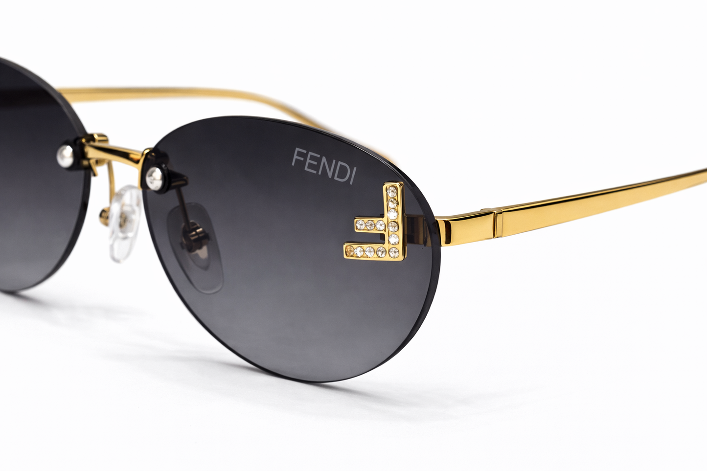 Fendi First Crystal Oval Sunglasses (Comes With Simple Plastic Packaging)