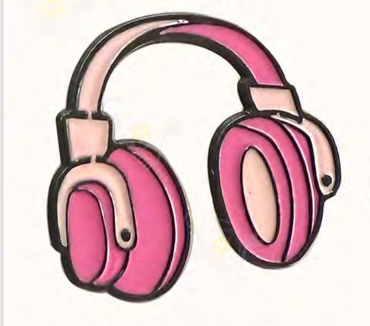 Pink Headphones Metal Phone Sticker
