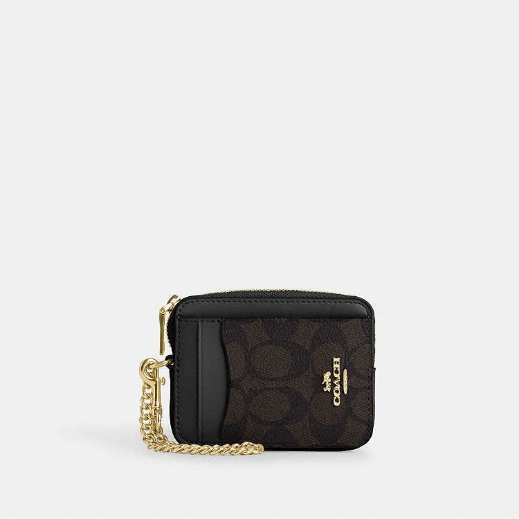 Coach Zip Card Case In The Signature Canvas