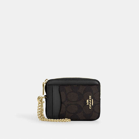Coach Zip Card Case In The Signature Canvas