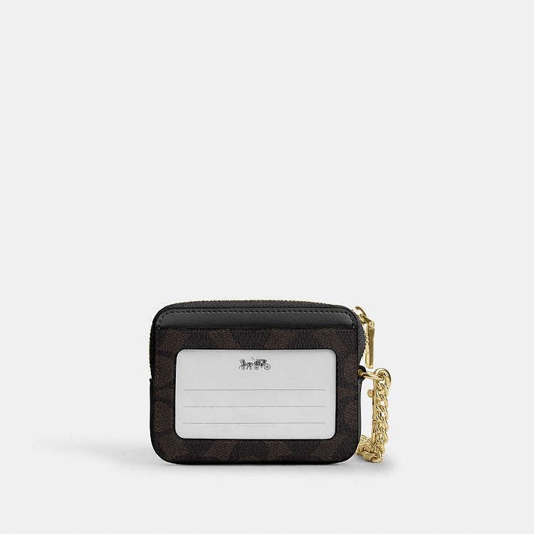 Coach Zip Card Case In The Signature Canvas