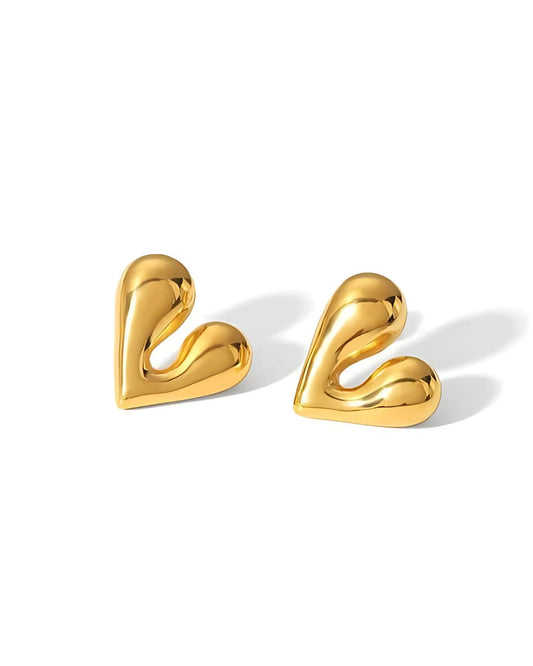 Hollow Heart Stud Earring | Stainless Steel | 18K Gold Plated