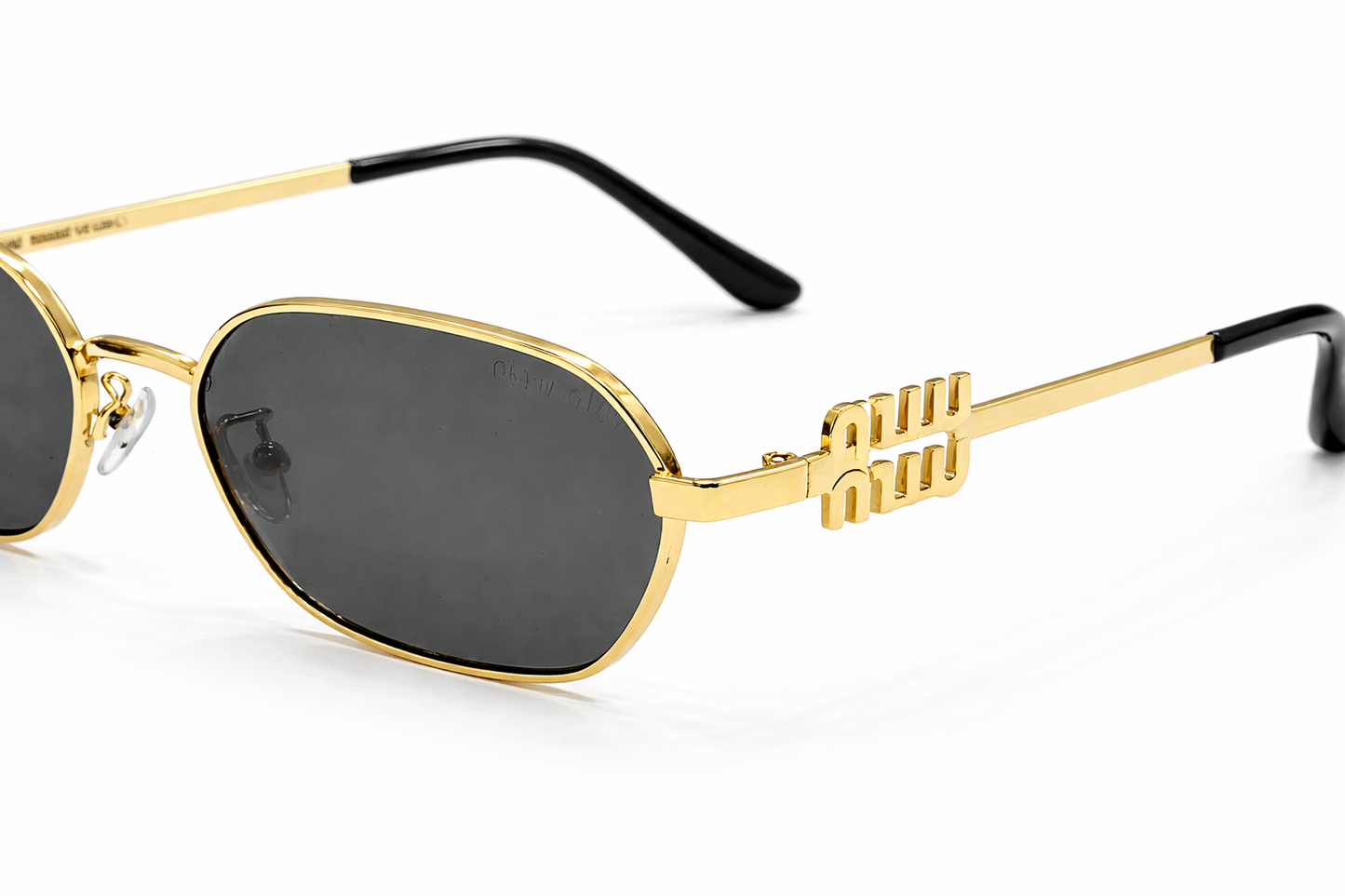 MIU MIU Signature Gold Rectangular Metal Sunglasses