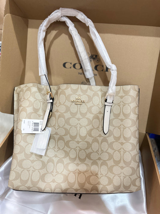 Coach Mollie Tote Bag In Signature Canvas (Tan/White)