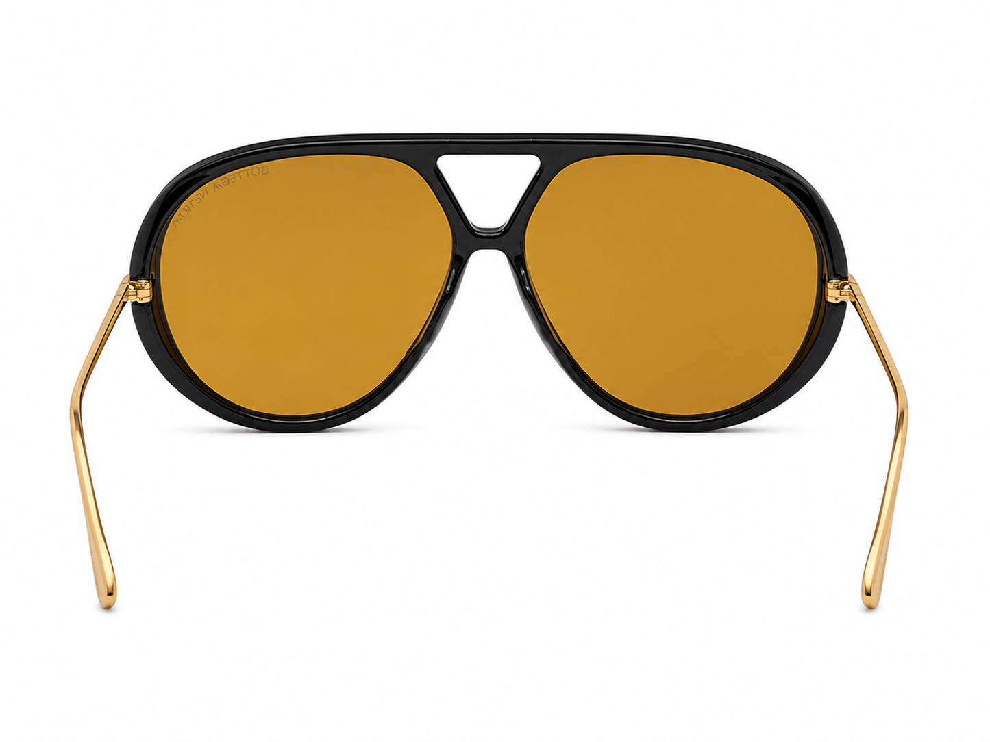Bottega Veneta Oversized Aviator Sunglasses – (Black/Gold/Amber)