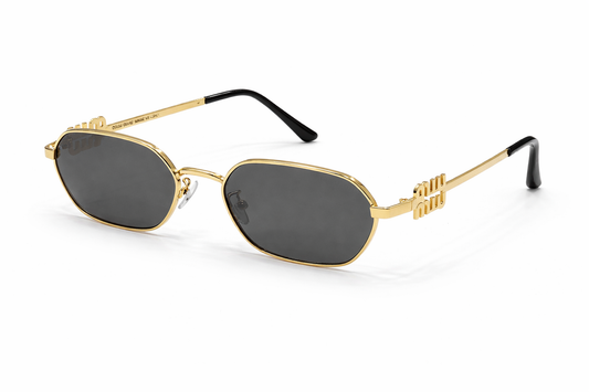 MIU MIU Signature Gold Rectangular Metal Sunglasses