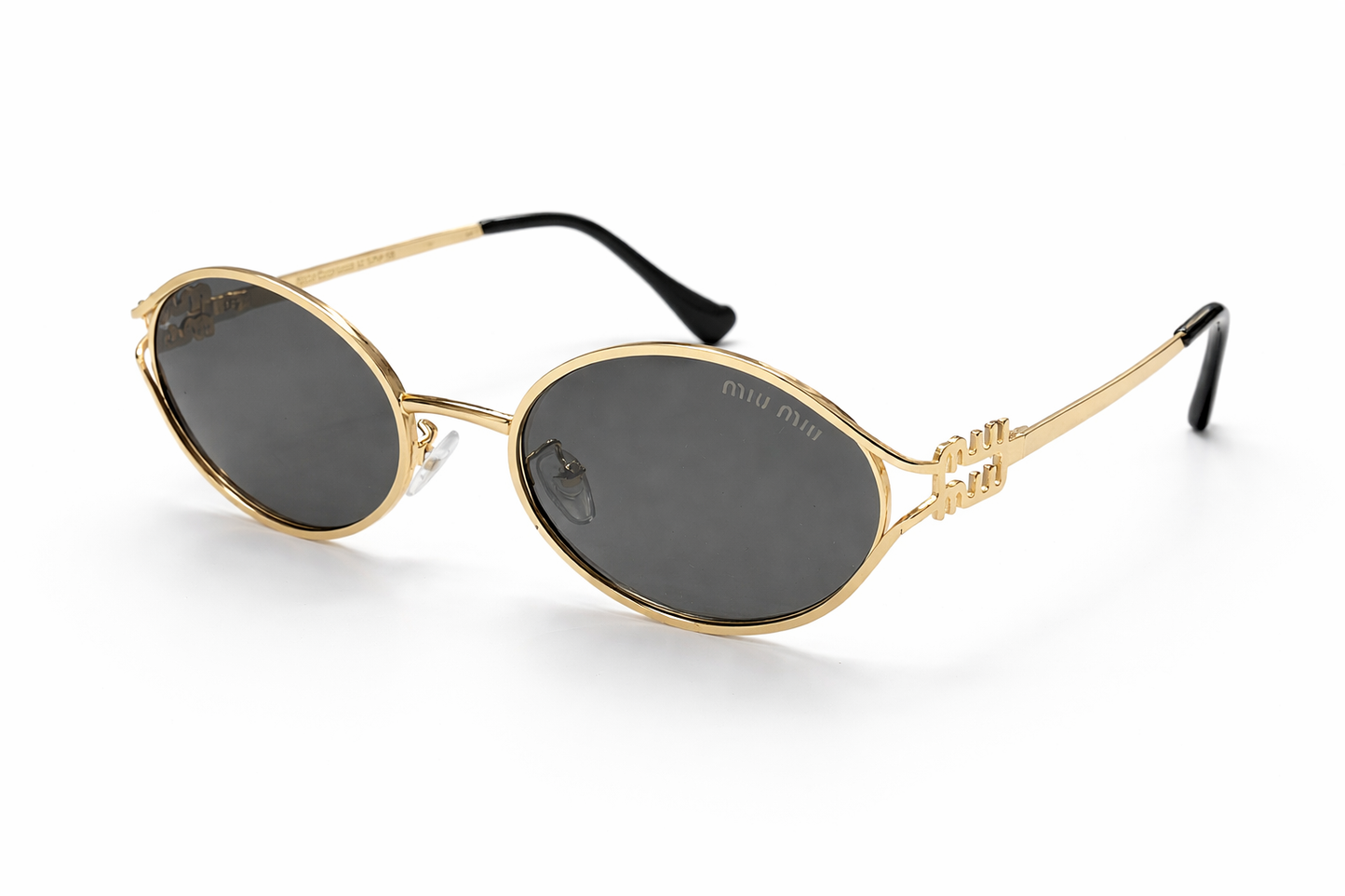 Miu Miu Oval Gold Luxury Metal Sunglasses