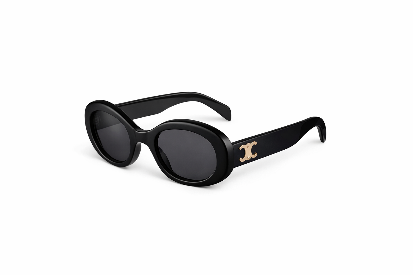 Celine Triomphe 01 Sunglasses in Acetate Oval Frame - Black