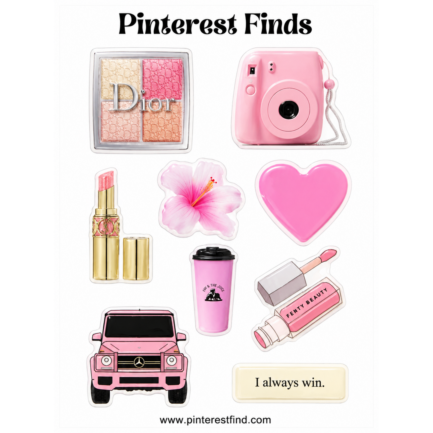 Pink Power 💗 – 3D Epoxy Sticker Sheet