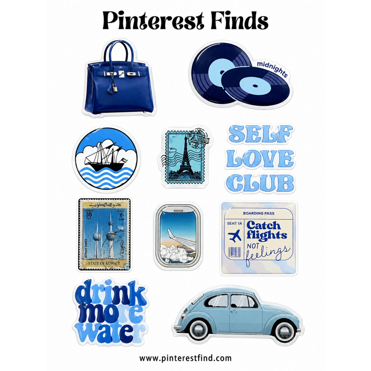 Blue Serenity 💙 – 3D Epoxy Sticker Sheet