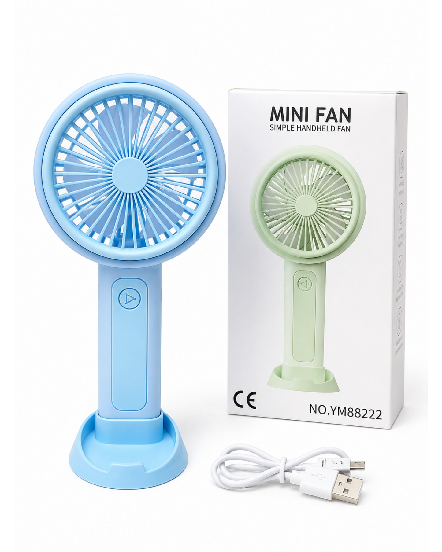 BreezeGo™ Rechargeable Handheld Fan with Desktop Stand & USB Charging