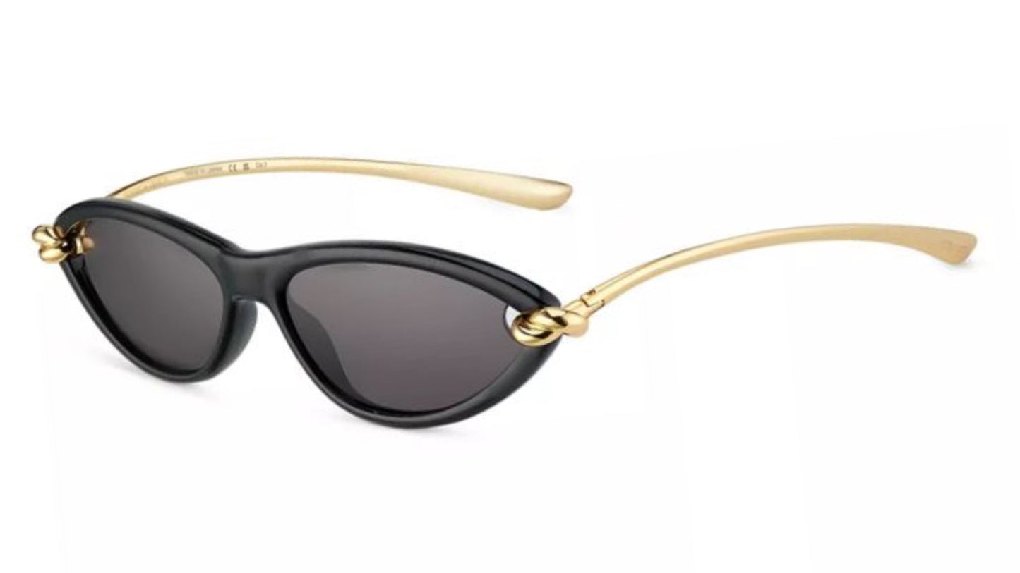 Bottega Veneta Knot Cat Eye Sunglasses - (Black/gold/grey)