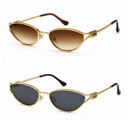 MIU MIU Gold Cat-Eye Metal Sunglasses