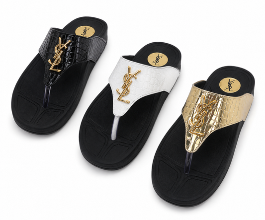 YSL Luxe Croc Comfort Flip Flops