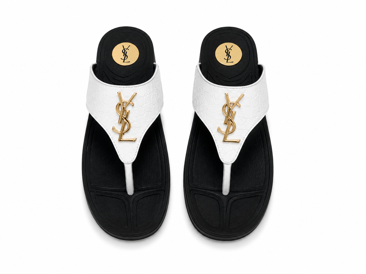 YSL Luxe Croc Comfort Flip Flops