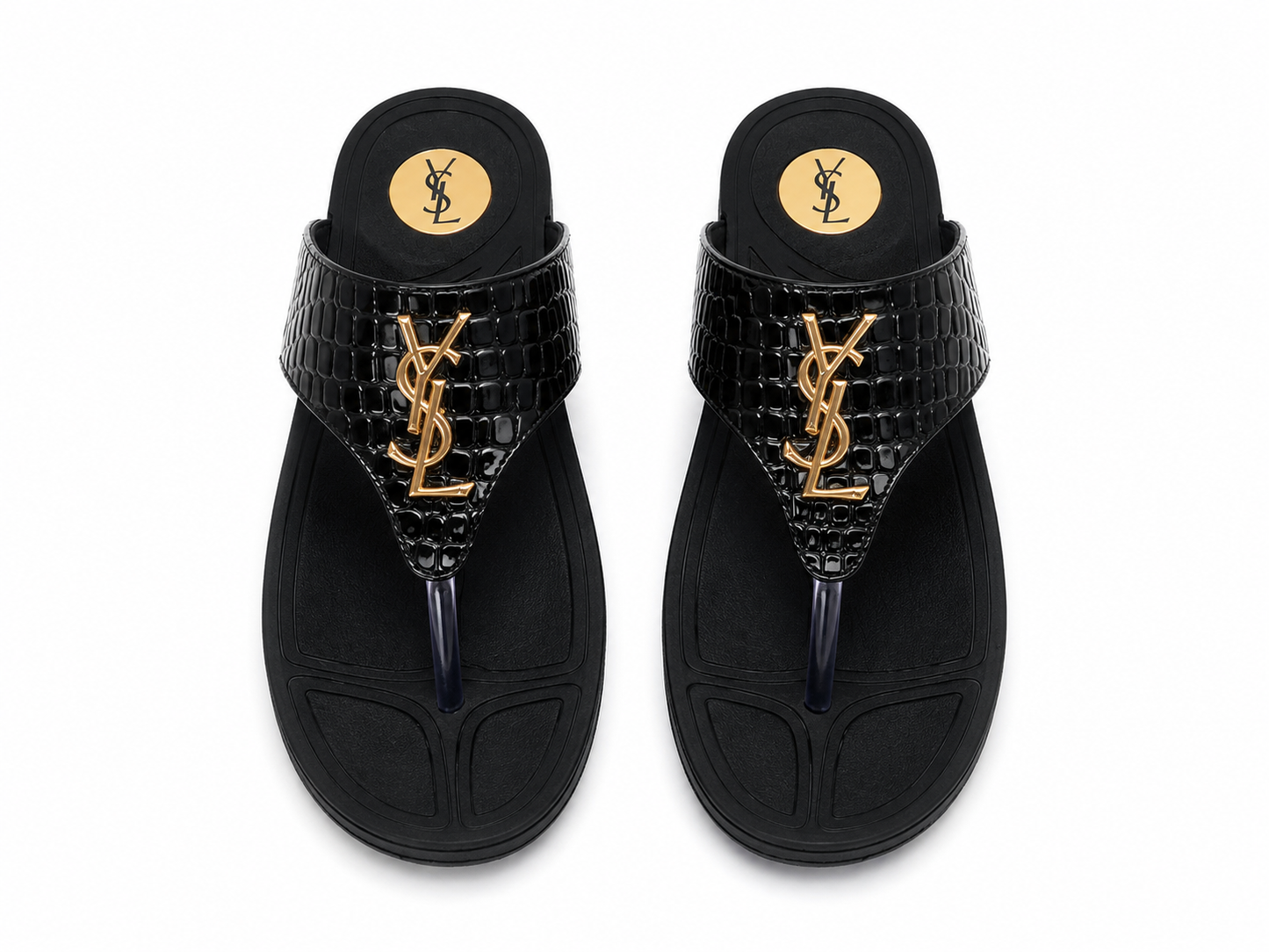 YSL Luxe Croc Comfort Flip Flops