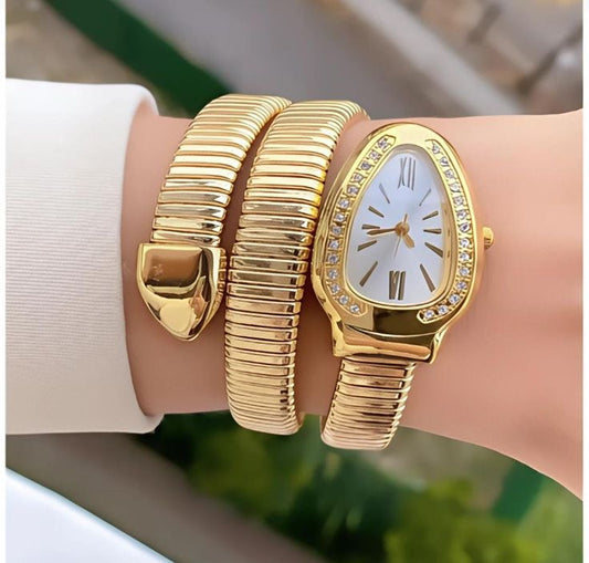 Bvlgari Replica Snake Watch - White