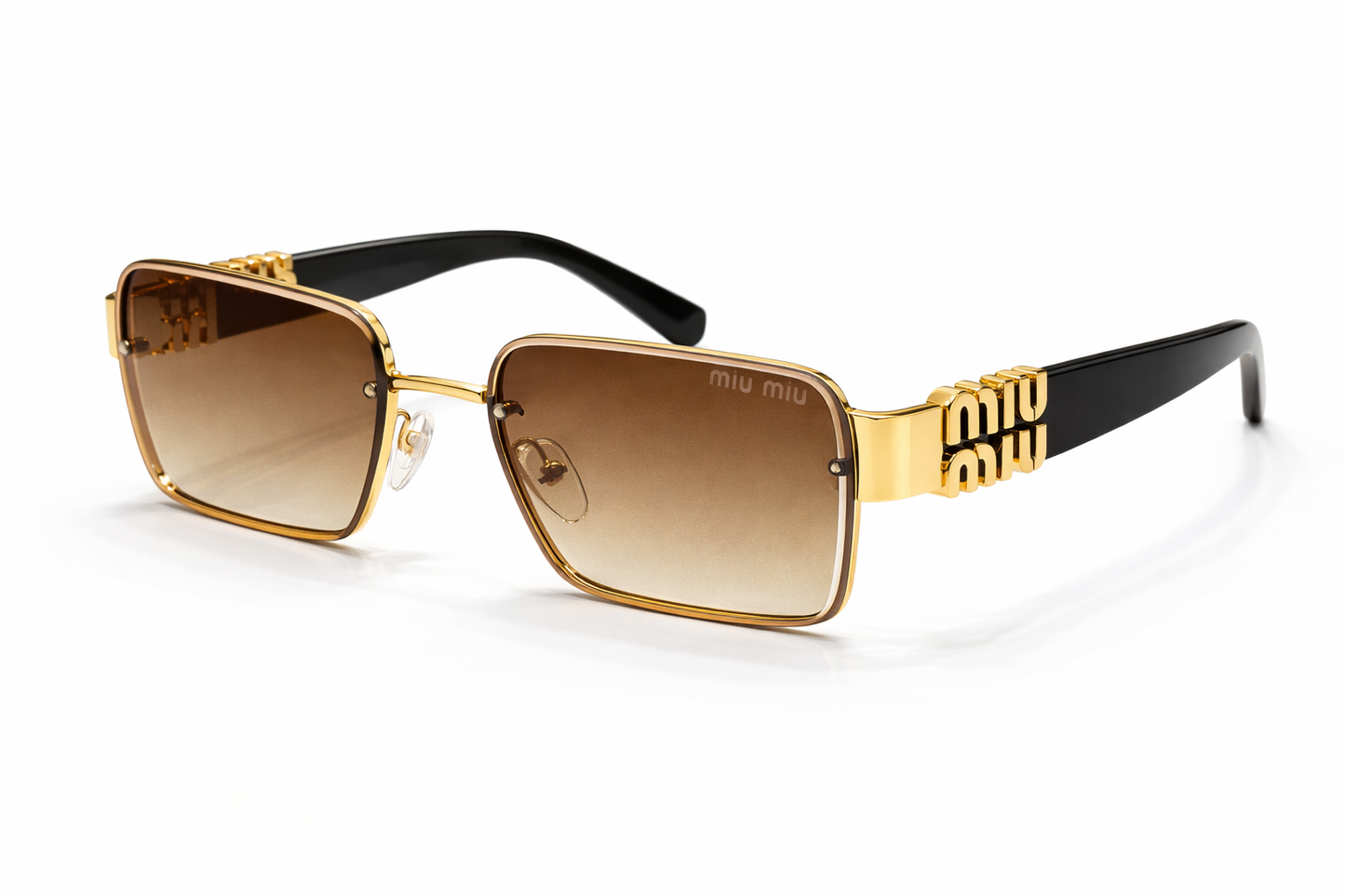 MIU MIU Square Gold Metal Sunglasses