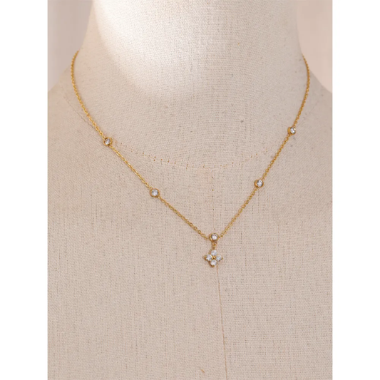Cubic zarconia pendant stainless steel gold plated