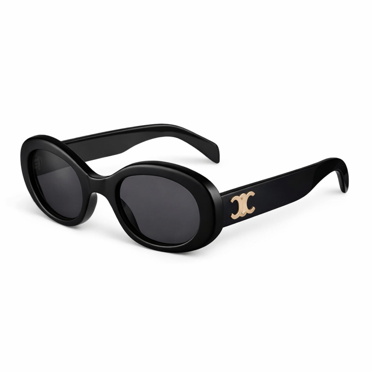 Celine Triomphe 01 Sunglasses in Acetate Oval Frame - Black