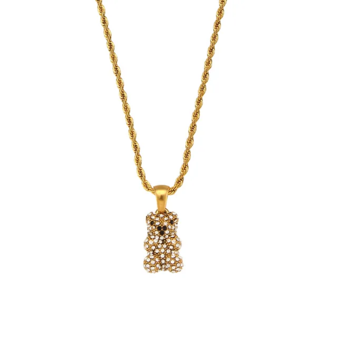 Teddy Bear Necklace | Stainless Steel | 18K Gold Plated | Tarnish-Free