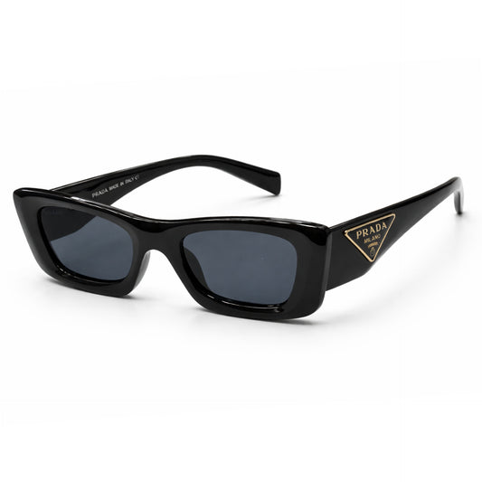 Prada Milano Black Acetate Rectangular Sunglasses