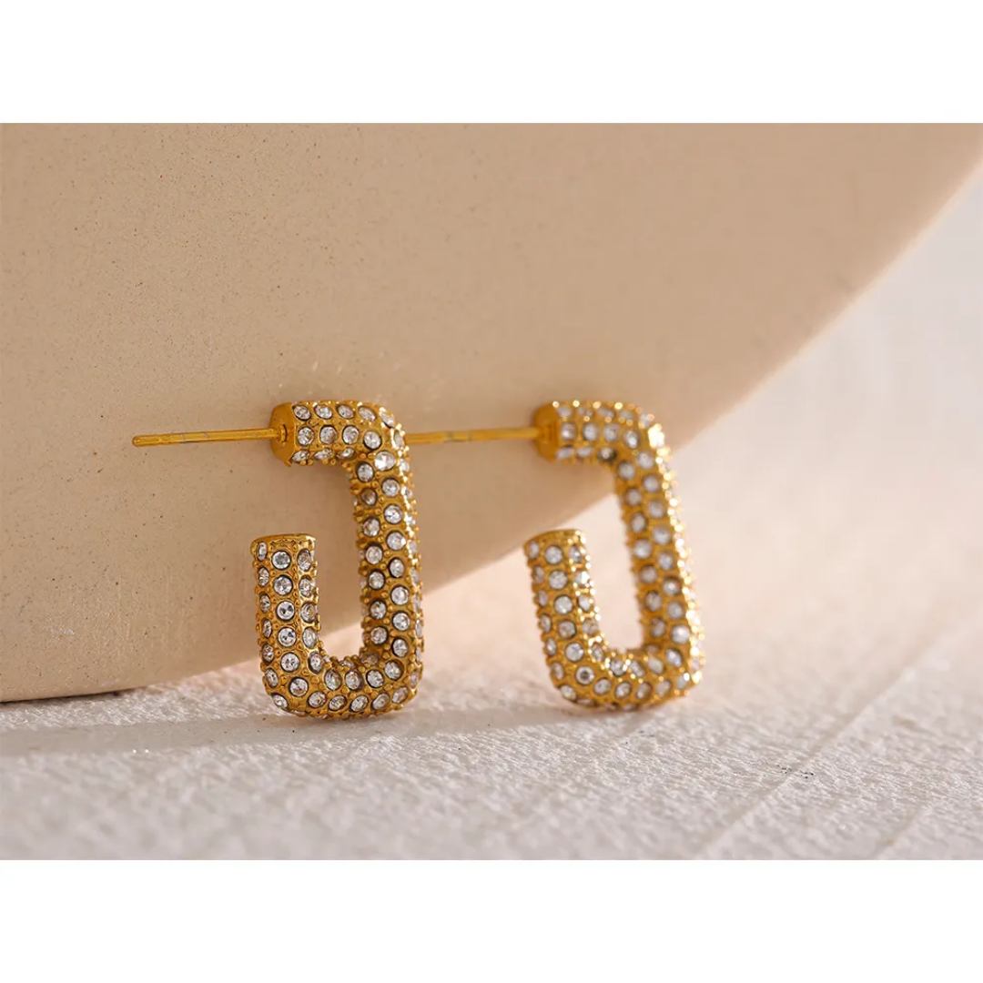 Micro Pave Luxury Cubic Zirconia Earring | Stainless Steel | 18K Gold Plated