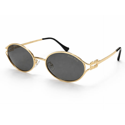 Miu Miu Oval Gold Luxury Metal Sunglasses