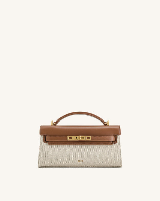 JW PIE - Noor Top Handle Bag - Brown Canvas