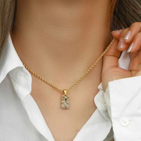 Teddy Bear Necklace | Stainless Steel | 18K Gold Plated | Tarnish-Free