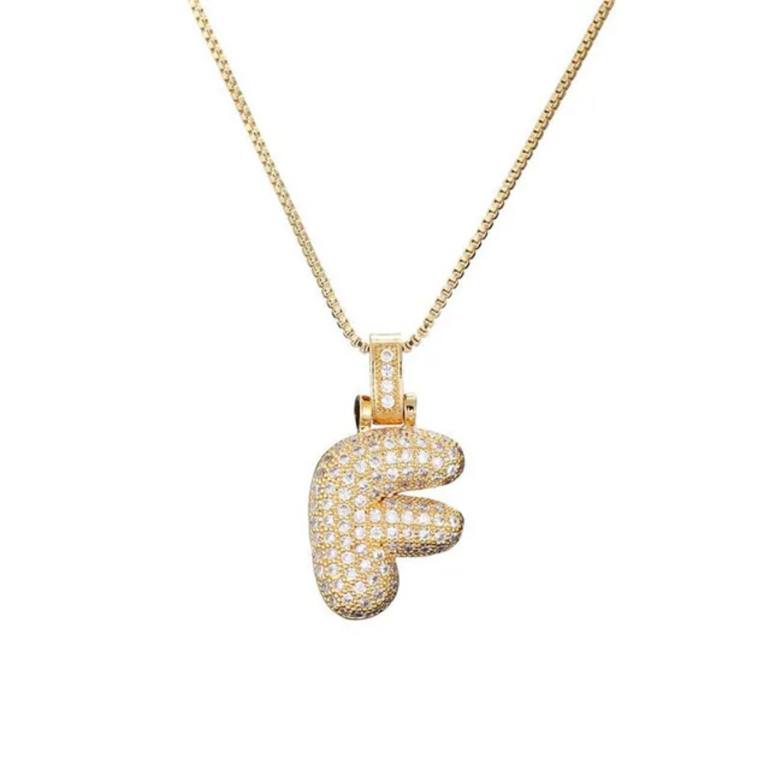 Bubble Letter Necklace – Gold | 18K Gold Plated Stainless Steel | Tarnish-Free