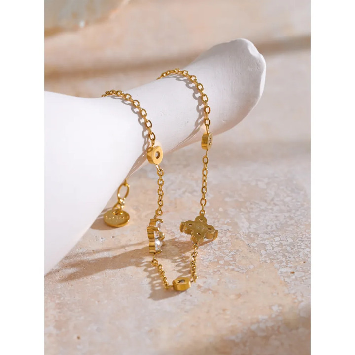 Gold Cubic Zarconia Bracelet | Stainless Steel | 18K Gold Plated | Tarnish-Free
