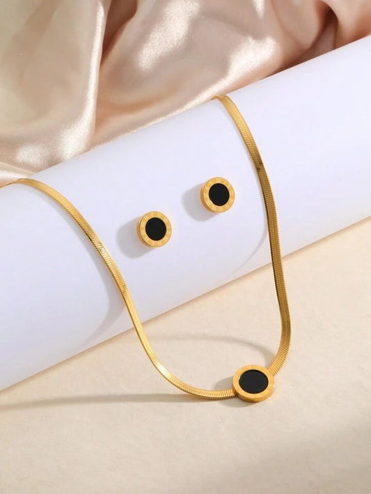 Roman Necklace & Earring Set | Stainless Steel | 18K Gold Plated