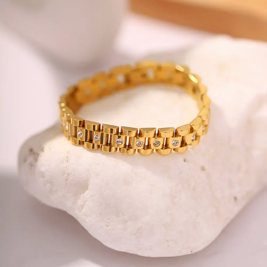 Wrist Watch Band Bracelet Chunky | Stainless Steel | 18K Gold Plated
