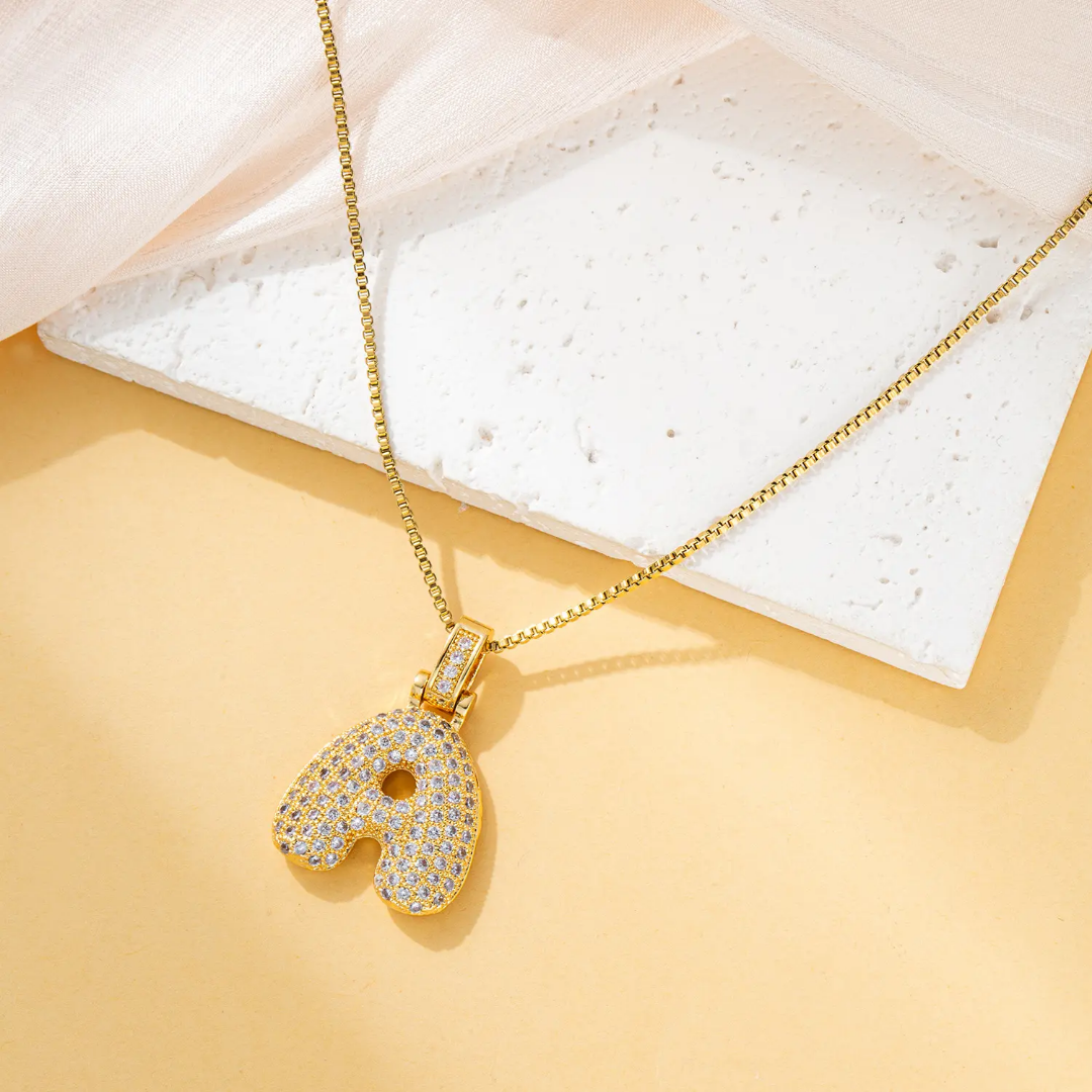 Bubble Letter Necklace – Gold | 18K Gold Plated Stainless Steel | Tarnish-Free