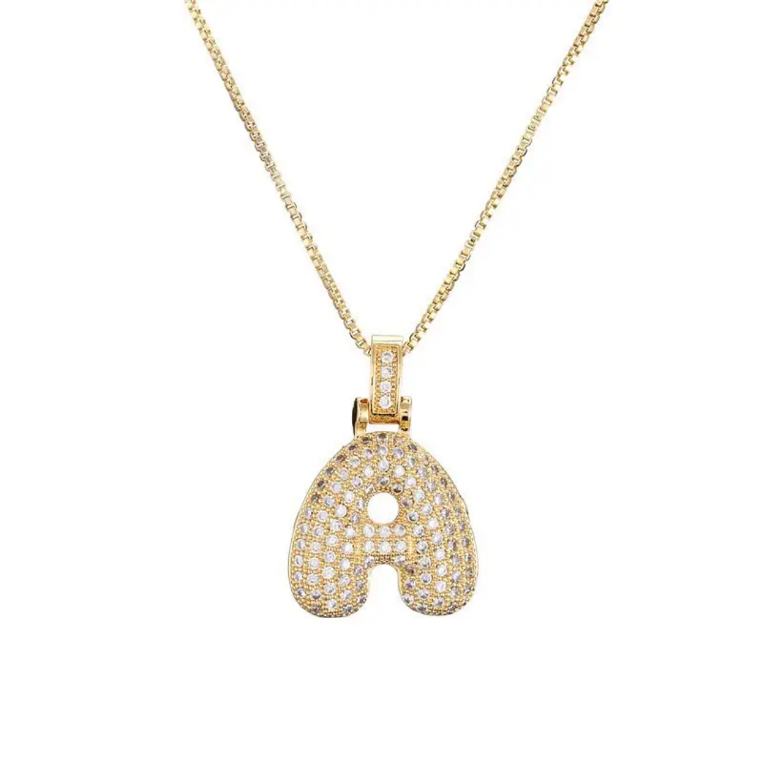 Bubble Letter Necklace – Gold | 18K Gold Plated Stainless Steel | Tarnish-Free